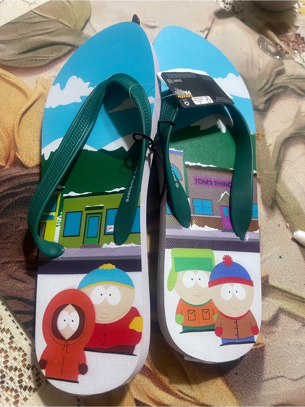 Bioworld Teal and Blue Cartoon Character Flip-Flops